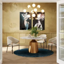 Online KARE Design Stół okrągły blat ceramiczny obrotowy podstawa złota Ø135 - KARE