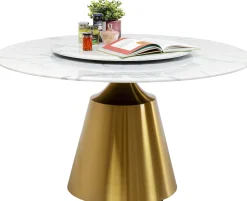 Online KARE Design Stół okrągły blat ceramiczny obrotowy podstawa złota Ø135 - KARE