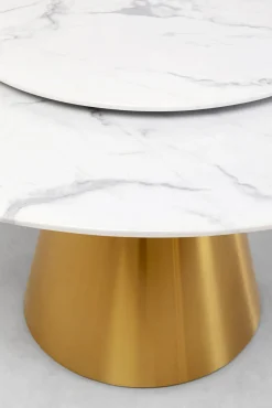 Online KARE Design Stół okrągły blat ceramiczny obrotowy podstawa złota Ø135 - KARE