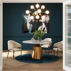 Online KARE Design Stół okrągły blat ceramiczny obrotowy podstawa złota Ø135 - KARE