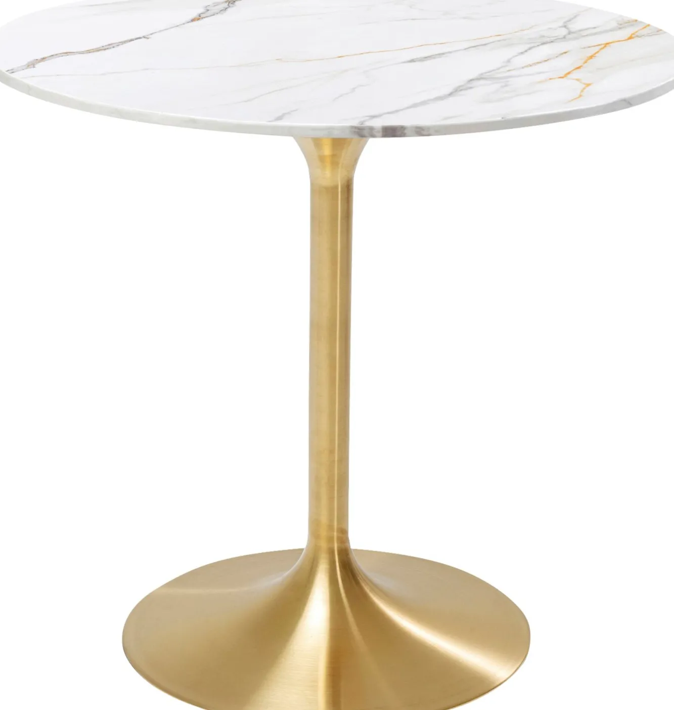 Discount KARE Design Stół okrągły blat ceramiczny biały podstawa stalowa złota Ø90 cm - KARE