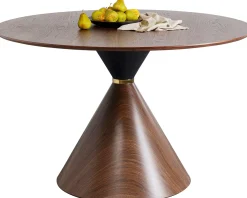 New KARE Design Stół okrągły blat fornirowany orzech Ø120 cm podstawa stalowa - KARE