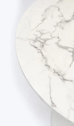 Outlet KARE Design Stół okrągły blat MDF imitacja marmuru biały Ø80 cm - KARE