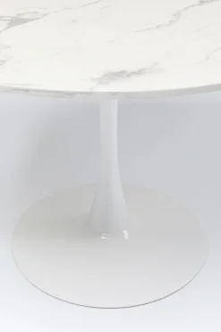 Outlet KARE Design Stół okrągły blat MDF imitacja marmuru biały Ø80 cm - KARE