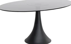 Discount KARE Design Stół owalny ze szklanym blatem i czarną aluminiową podstawą 180x120 cm - KARE