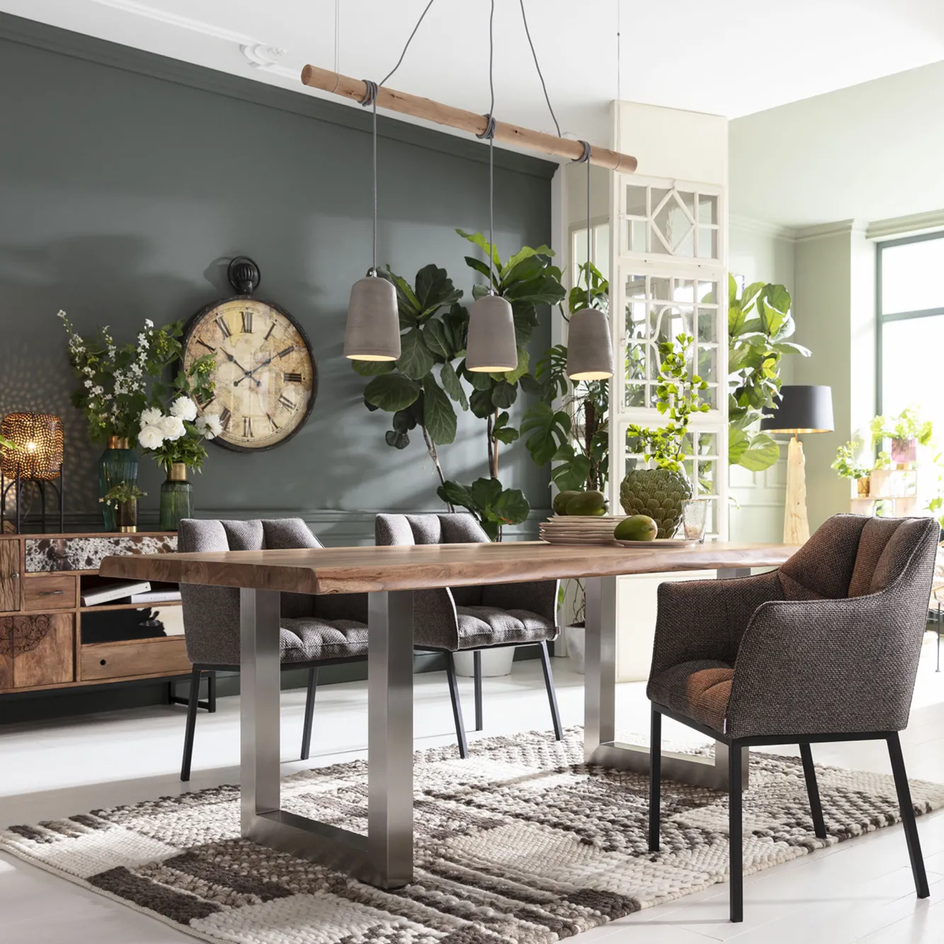 Discount KARE Design Stół Pure Nature 160x80 cm drewniano-srebrny - KARE