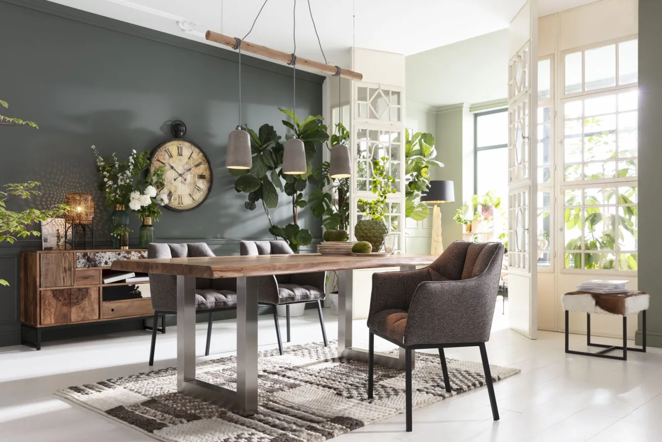 Discount KARE Design Stół Pure Nature 160x80 cm drewniano-srebrny - KARE