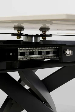 Clearance KARE Design Stół rozkładany blat ceramiczny biały podstawa stal czarna 120-180x90 cm - KARE