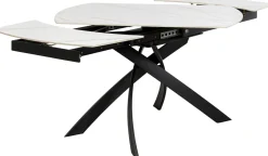 Clearance KARE Design Stół rozkładany blat ceramiczny biały podstawa stal czarna 120-180x90 cm - KARE
