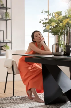 Sale KARE Design Stół rozkładany blat ceramika i szkło podstawa czarna 200-260x100 cm - KARE