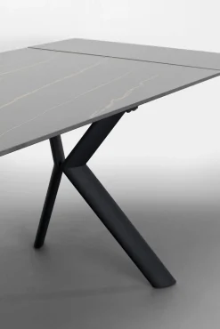 Best KARE Design Stół rozkładany blat czarny kamionkowy nogi stalowe 140-200x80 cm - KARE