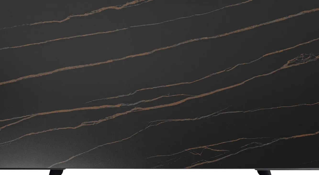 Best KARE Design Stół rozkładany blat czarny kamionkowy nogi stalowe 140-200x80 cm - KARE