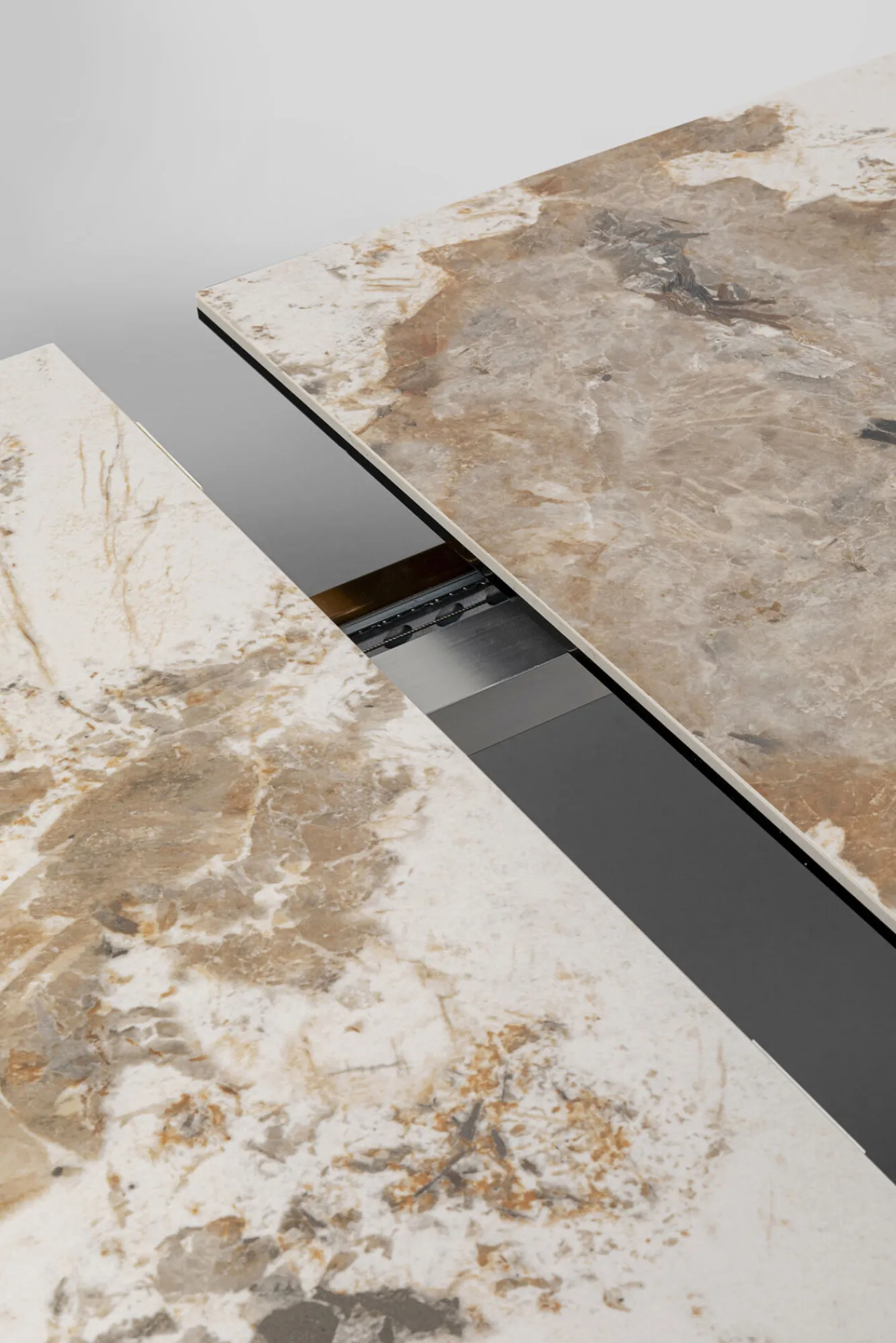 Fashion KARE Design Stół rozkładany blat szkło i kamionka nogi stal nierdzewna 200-260x100 cm - KARE