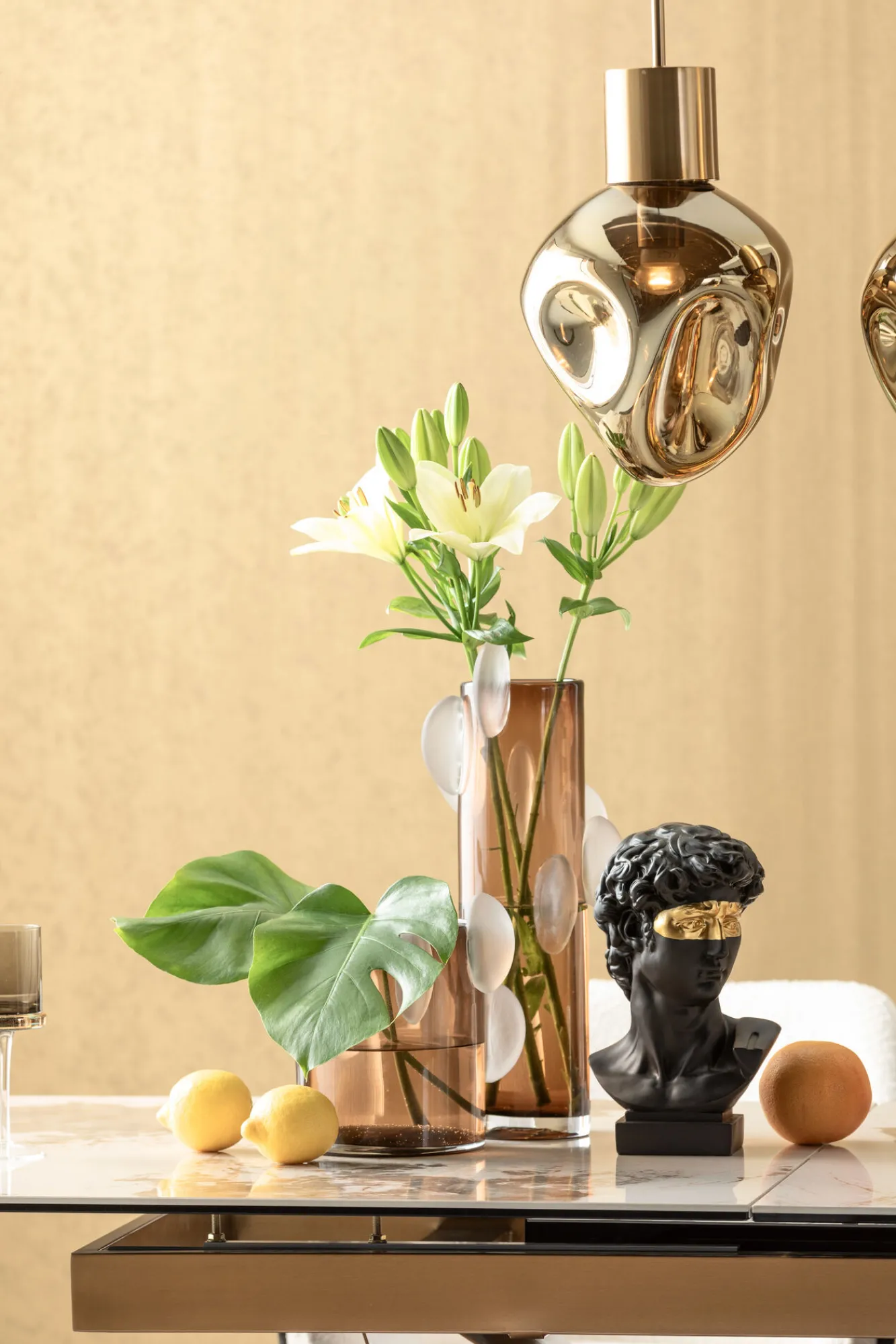 Fashion KARE Design Stół rozkładany blat szkło i kamionka nogi stal nierdzewna 200-260x100 cm - KARE