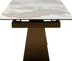 Fashion KARE Design Stół rozkładany blat szkło i kamionka nogi stal nierdzewna 200-260x100 cm - KARE