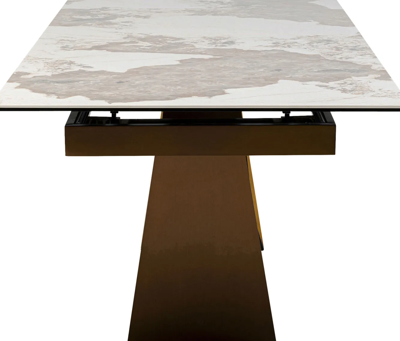 Fashion KARE Design Stół rozkładany blat szkło i kamionka nogi stal nierdzewna 200-260x100 cm - KARE