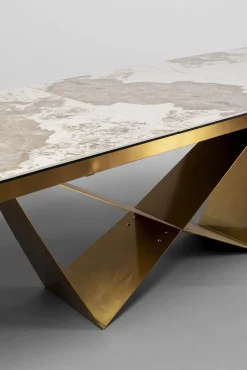 Fashion KARE Design Stół rozkładany blat szkło i kamionka nogi stal nierdzewna 200-260x100 cm - KARE