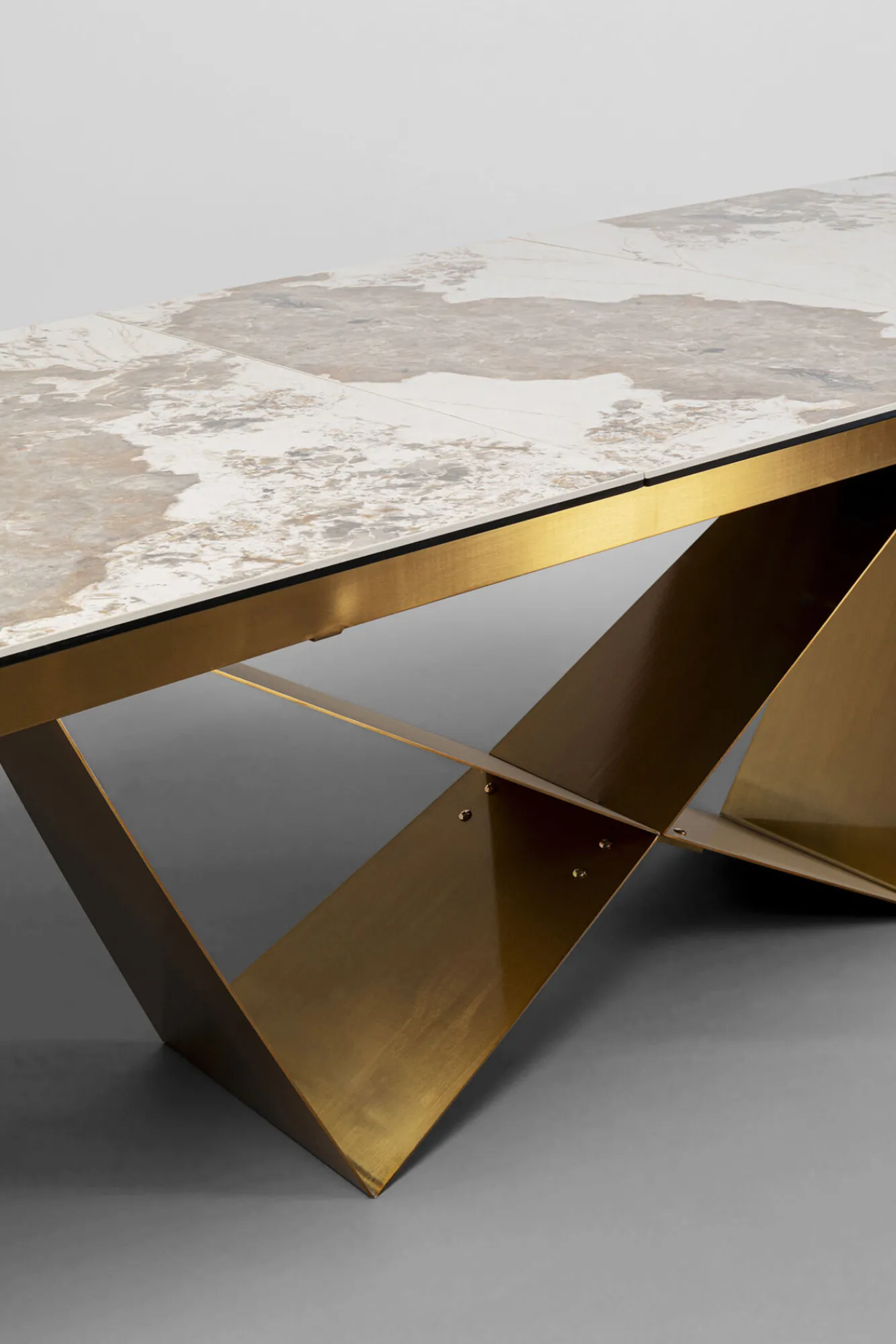 Fashion KARE Design Stół rozkładany blat szkło i kamionka nogi stal nierdzewna 200-260x100 cm - KARE