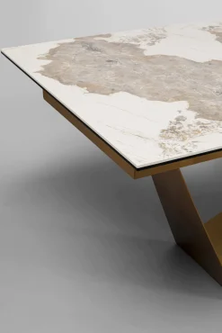 Fashion KARE Design Stół rozkładany blat szkło i kamionka nogi stal nierdzewna 200-260x100 cm - KARE