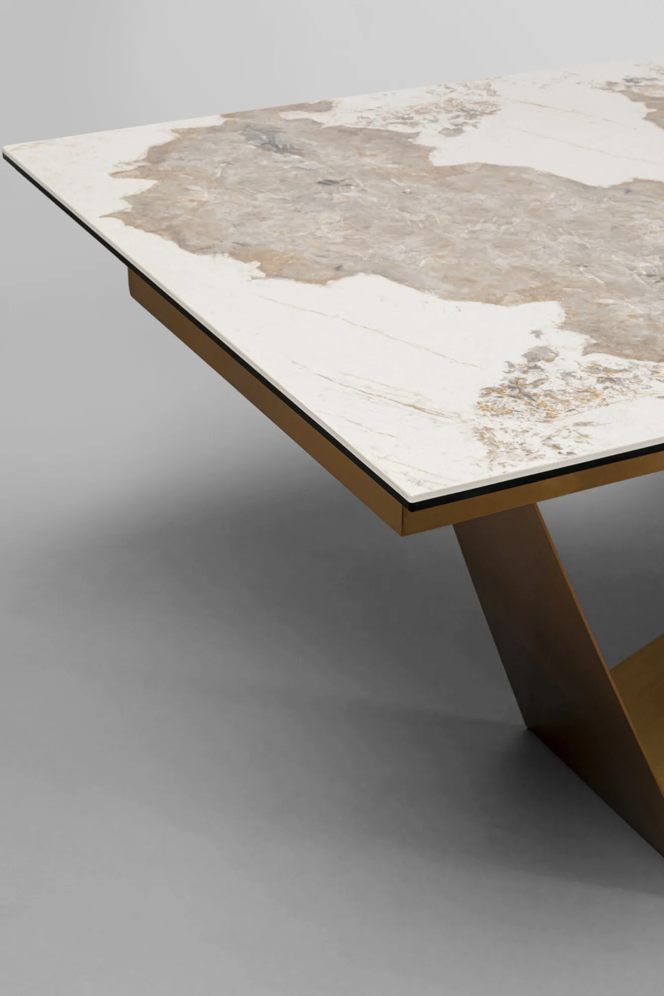 Fashion KARE Design Stół rozkładany blat szkło i kamionka nogi stal nierdzewna 200-260x100 cm - KARE