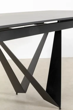 Discount KARE Design Stół rozkładany czarny blat ceramika nogi stalowe 180-260x90 cm - KARE