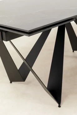 Discount KARE Design Stół rozkładany czarny blat ceramika nogi stalowe 180-260x90 cm - KARE