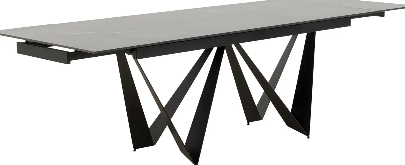 Discount KARE Design Stół rozkładany czarny blat ceramika nogi stalowe 180-260x90 cm - KARE