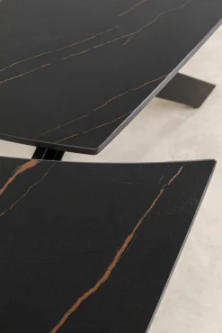 Sale KARE Design Stół rozkładany z ceramicznym blatem nogi czarne 120-180x90 cm - KARE