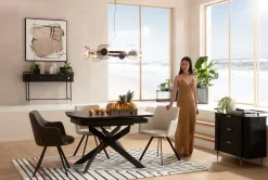 Sale KARE Design Stół rozkładany z ceramicznym blatem nogi czarne 120-180x90 cm - KARE