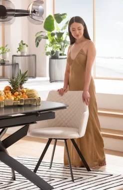 Sale KARE Design Stół rozkładany z ceramicznym blatem nogi czarne 120-180x90 cm - KARE