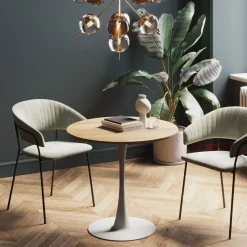 Discount KARE Design Stół skandynawski w okleinie dębowej noga biała Ø80 cm - KARE