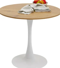 Discount KARE Design Stół skandynawski w okleinie dębowej noga biała Ø80 cm - KARE