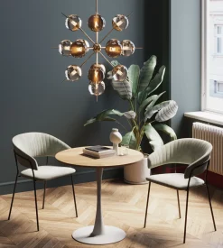 Discount KARE Design Stół skandynawski w okleinie dębowej noga biała Ø80 cm - KARE