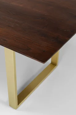 Discount KARE Design Stół Symphony 200x100 cm ciemnobrązowy - nogi złote - KARE