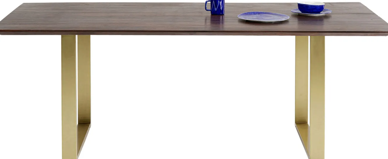 Discount KARE Design Stół Symphony 200x100 cm ciemnobrązowy - nogi złote - KARE