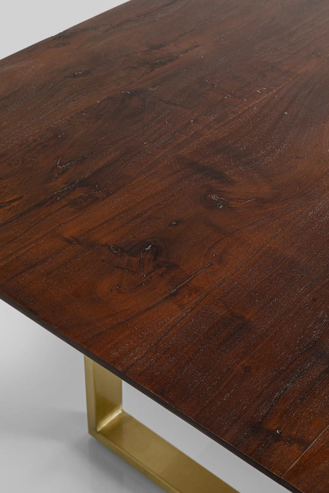 Discount KARE Design Stół Symphony 200x100 cm ciemnobrązowy - nogi złote - KARE