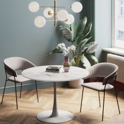 Hot KARE Design Stół Veneto Ø110 cm biały - blat marmur - KARE