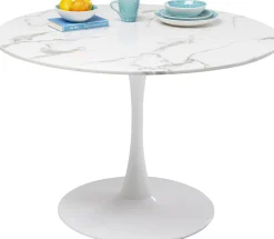 Hot KARE Design Stół Veneto Ø110 cm biały - blat marmur - KARE