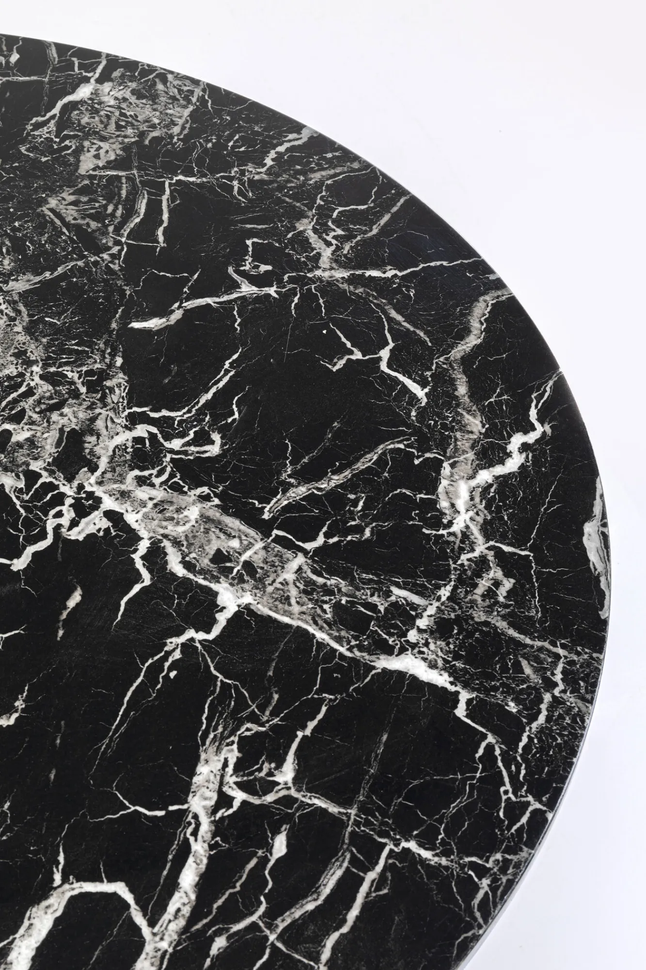 Hot KARE Design Stół Veneto Ø110 cm czarny - blat marmur - KARE
