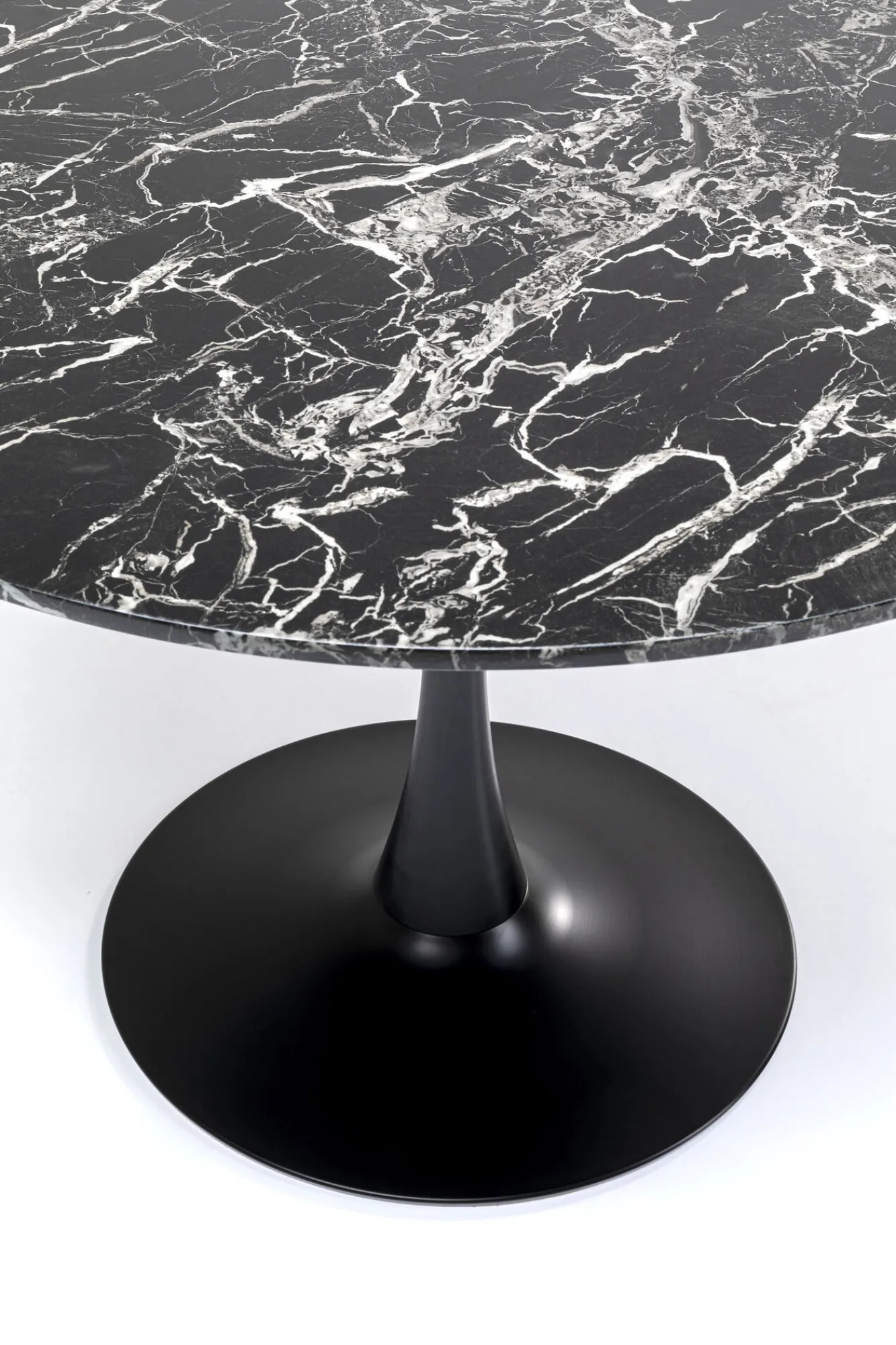 Hot KARE Design Stół Veneto Ø110 cm czarny - blat marmur - KARE