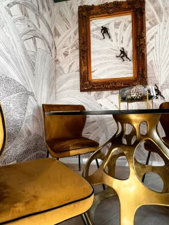 Hot KARE Design Stół Volcano Ø120 cm złoty - blat szklany przydymiony - KARE