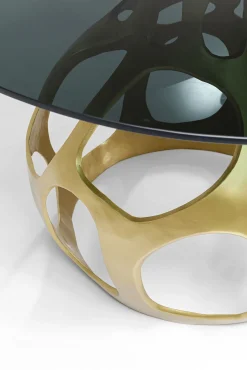 Hot KARE Design Stół Volcano Ø120 cm złoty - blat szklany przydymiony - KARE