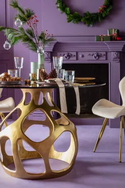 Hot KARE Design Stół Volcano Ø120 cm złoty - blat szklany przydymiony - KARE