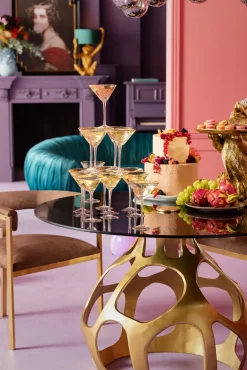 Hot KARE Design Stół Volcano Ø120 cm złoty - blat szklany przydymiony - KARE