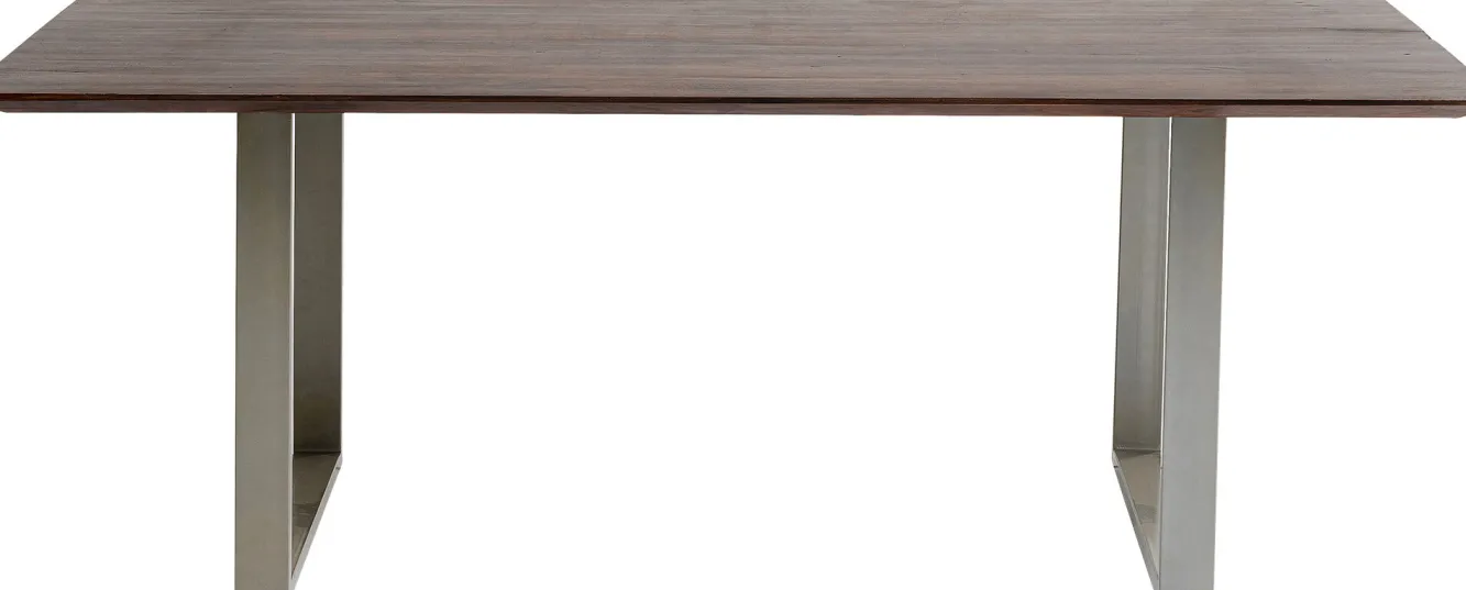 New KARE Design Stół z brązowym drewnianym blatem i srebrnymi stalowymi nogami 160x80 cm - KARE