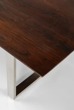 New KARE Design Stół z brązowym drewnianym blatem i srebrnymi stalowymi nogami 160x80 cm - KARE