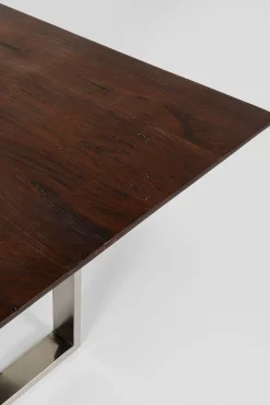 New KARE Design Stół z brązowym drewnianym blatem i srebrnymi stalowymi nogami 160x80 cm - KARE