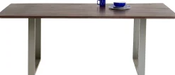 New KARE Design Stół z brązowym drewnianym blatem i srebrnymi stalowymi nogami 160x80 cm - KARE