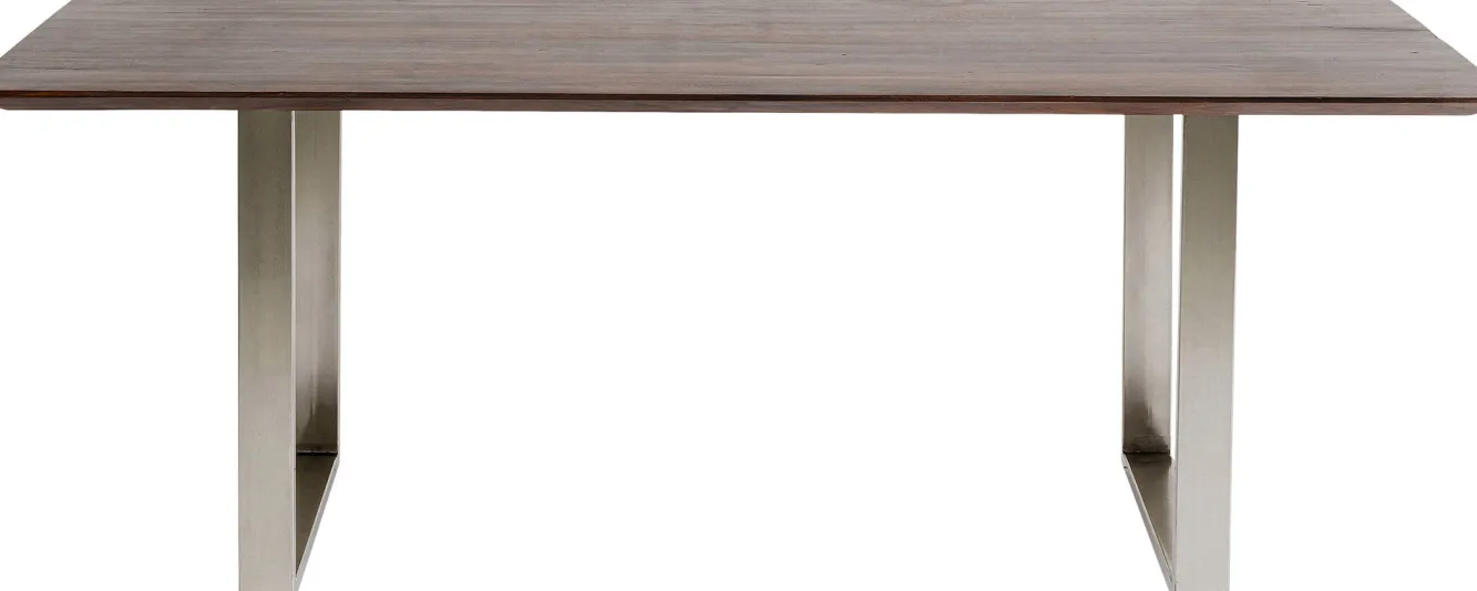 New KARE Design Stół z brązowym drewnianym blatem i srebrnymi stalowymi nogami 160x80 cm - KARE