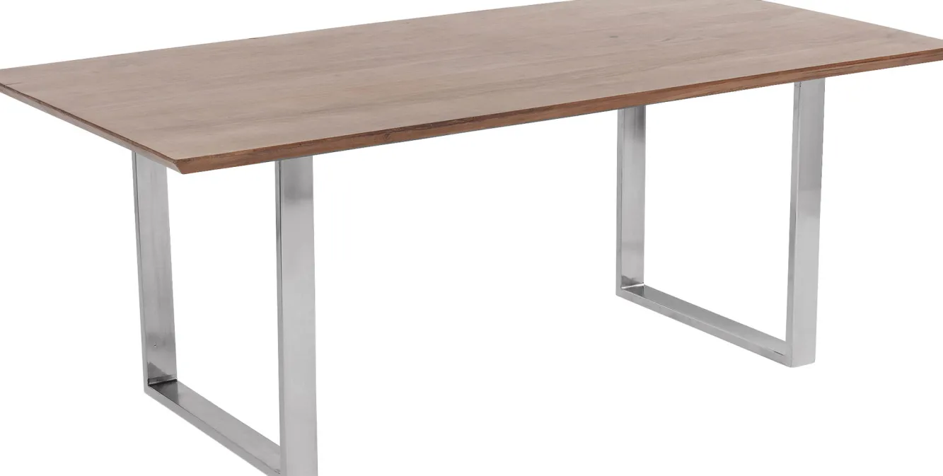 New KARE Design Stół z brązowym drewnianym blatem i srebrnymi stalowymi nogami 160x80 cm - KARE